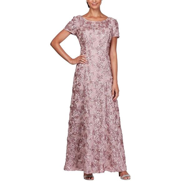 alex evening dresses petite Evenings Cold-Shoulder Draped Metallic Gown - Fig This style is a must Prom Alex Evening Dresses Petite